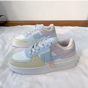 Womens White Shoes With Macaron color Korean Style Sneakers Thick Soles Comfortable Casual  Sport Shoes For Women