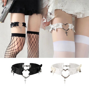 [เบญจมาศขนาดเล็ก]แหวนขาผู้หญิงรักโบว์ข้ามเบลล์พังก์มืดเซ็กซี่ต้นขาปรับโซ่ขา /Chokers/ อุปกรณ์เสริมปลอกคอ