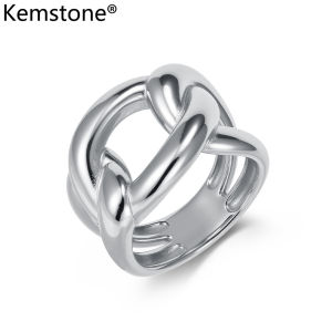 Kemstone chuỗi hình khối Ring cho thép không gỉ cho nữ phong cách Cuba đánh bóng trang sức thời trang