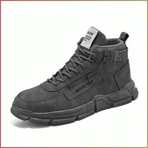 Sneakers Non-slip Fashion Mens Big Head Shoes Teenagers Thick-soled Work Shoes Leather Boots Youth