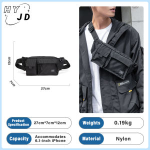 Mens bag Durable Water-Repellent Waist Bag with Multiple Pockets for Outdoor