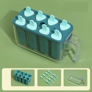 YESPERY 8 Grids Popsicle molds Silicone BPA Free Ice Pop Easy Release Popsicle Mold 8 sticks Ice Pop Mold Kitchen Tool
