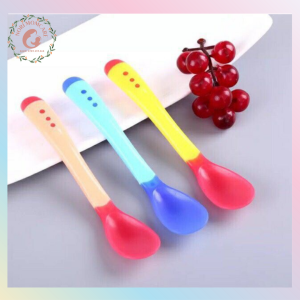 Thìa / muỗng ăn dặm báo nóng / cảm ứng nhiệt silicone cho bé kiểu Hàn Quốc cao cấp an toàn