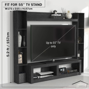 Bewell TV Cabinet Living Room Wall Hanging TV Rack for 60 Inches TV Stand with Side Storage Cabinet