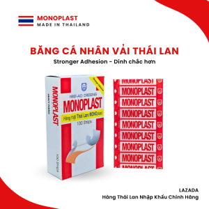 CHÍNH HÃNG - Băng cá nhân MONOPLAST (Hộp 100 miếng) - Thái Lan