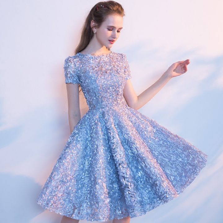 Formal Evening Dress For Women Banquet Party Graduation Wedding Dinner Prom  Female Gown for Debut Polyester Evening Formal Dresses Short Pink & Blue Prom  Gown - Lazada | Lazada PH