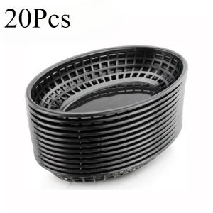 20pcs Food Serving Tray Plastic Fast Food Basket Stackable Fried Chicken Tray Picnic Food Plate