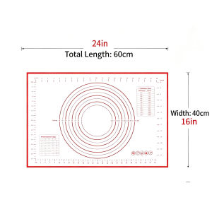 WALFOS Silicone Pastry Mat Non Slip with Measurement Non Stick Large and Thick for Fondant Rolling Dough Pie Crust Pizza and Cookies - Easy Clean Kneading Matts