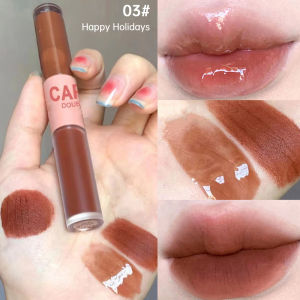 2 in 1 Matte + Glossy Lipstick Tahan Lama Lip Gloss Cair Air Gloss Tahan Lama Cermin Cair Sutra Tahan Lama Melembabkan / tanah liat bibir matte tahan air - glasir bibir pelembab tahan air COD -🌈Ninestar