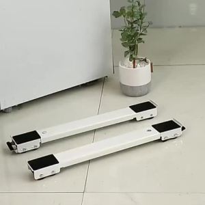 2PCS Set Washing Machine Refrigerator Mobile Base Stand Adjustable Rack With Wheels