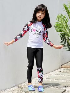 [Ocean Outdoors」泳衣女áo tắm trẻ em cô gái áo tắm trẻ em长袖长裤 Quần dài dài tay khô nhanh toàn thân chống nắng đi biển áo tắm suối nước nóng đen trắng cho bé gái