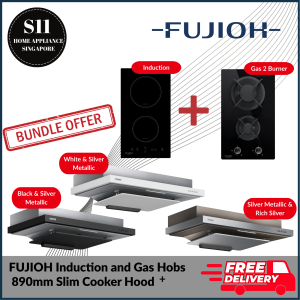 FUJIOH INDUCTION & GAS HOB BUNDLE (1 OR 2 BURNER SELECTABLE) WITH 890MM SLIM COOKER HOOD [FH-ID5125 + (FH-GS2515 / FH-GS2525) + FR-FS2290]