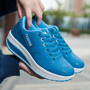 [Free Shipping] Casual Shoes Fashionable Sports Shoes Spring/Autumn Collection Height-Increasing Lace-Up Low-Top Wedge Heel Rocking Shoes For Women