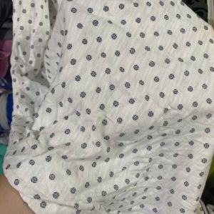 1 Mét Vải Thun 100% Cotton 2 Chiều Mềm Màu Trắng Ngà Hoạ Tiết Bi Đen Khổ 1m6 Hàng Công Ty