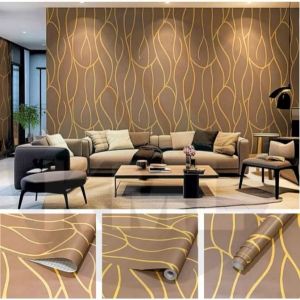 Wallpaper Dinding Stiker Ruang Tamu Gelombang Garis Abstrak Elegan 7s/8m Lebar 45cm