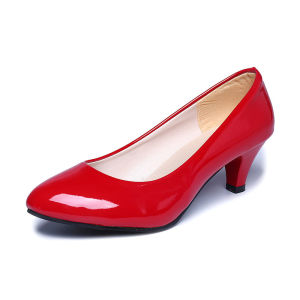 [Free Shipping] 5Cm Mid-Heel All-Season Shallow-Toe Pumps WomenS Office Mid-Heel Solid-Color Work Shoes With A Sweet Style