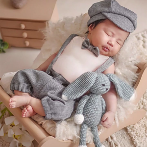 Newborn Gentleman Costume for Photography Vintage Baby Photo Suit Pants Gender Neutral Photo Outfit Infant Shower Gift