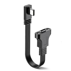 Flat Flexible Right Angled 90 Degree Usb C Male to Type C Female Charging Data Cable 100W for Cellphone Laptop