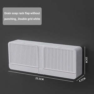 [Philippines Delivery] No Drill Soap Holder Organizer with Drain and Cover Wall Mounted Soap Rack Case Boxes Leak Proof