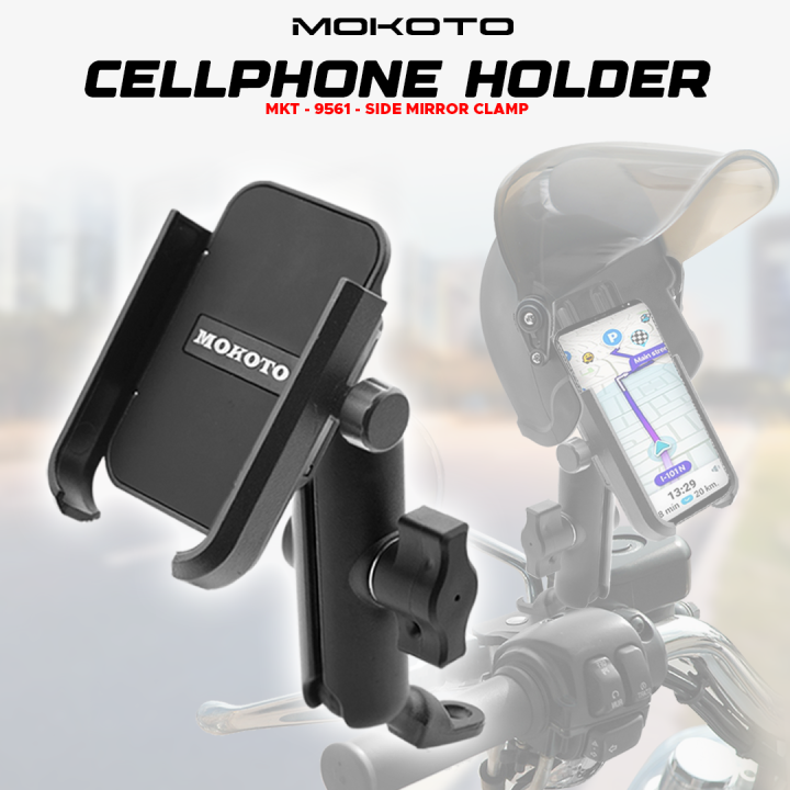 CELLPHONE HOLDER AND HELMET COVER SIDE MIRROR HANDLEBAR DUAL SET CLAMP ...