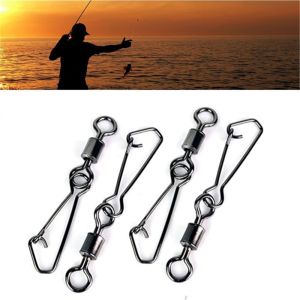 GUAIB 50Pcs Fishing Tools Fishing Hook Interlock with Hooked Snap Fishing Bearing Tackle Connector Swivels