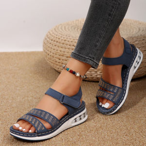 [Free Shipping] New Women’S Summer Wedge-Heeled Platform Sandals With Sequins And Rhinestones Featuring A Single-Strap Design