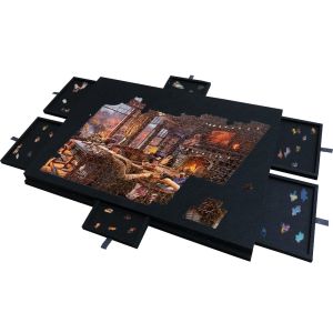 JPTD 2-in-1 1000 Piece Tilting Puzzle Board Felt 1000 Piece Puzzle Storage Pad Non-slip with 6 Drawers Puzzle Storage Saver Home Use