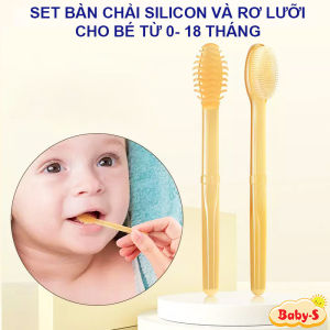 Bàn chải đánh rắng cho bé 0-18 tháng cao cấp Baby-S Set rơ lưỡi cho bé silicon mềm mại – SSS022