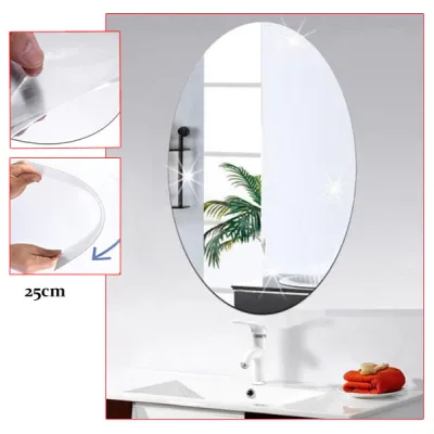Bathroom Oval Glass Adhesive Wall Mirror
