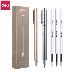 Deli Bút Gel Kim Loại Bút Bi Văn Phòng Phẩm Mực Đen Loại Lăn 0.5 Mm Đồ Dùng Học Tập