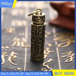 Millys พวงกุญแจห้อยทรงกระบอกทองเหลืองกล่องใส่ยากล่องยา