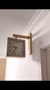 Solid Wood Double Sided Wall Clock Japanese Vintage Silent Living Room Household Corner Modern Square Wall Mounted