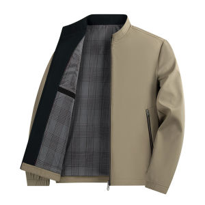 เสื้อแจ็คเก็ตคอปกธุรกิจของชายหนุ่ม เสื้อแจ็คเก็ตกันลมลําลอง