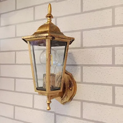 Đèn gắn tường trang trí cột ngoài trời hợp kim sơn tĩnh điệnĐèn cổ điểnTân cổ điển màu đen và đồng