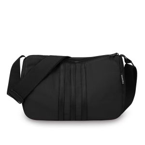 TB BAG #8176 FASHION NYLON CROSSBODY BAG LIGHTWEIGHT WITH DISTINCT DARK VERTICAL STRIPES ON THE FRONT FOR WOMENS