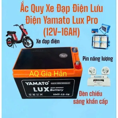 Ắc Quy Xe Đạp Điện Yamato Lux (12V-16AH) Chính Hãng Phiên Bản Mới Chịu Nhiệt Rất Cao