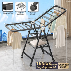 SOFTHOME Foldable Clothes Drying Rack Heavy Duty Balcony Windproof Floor Stand Indoor Outdoor Rack