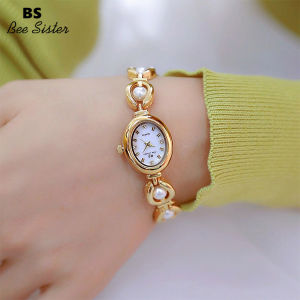 BS Bee Sister 1685 Hot Sale Fashion Women Watch Casual Stainless Steel Strap Oval Shape Quartz Waterproof Watches Ladies Elegant Pearl Rhinestone Wristwatch Gift For Women