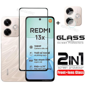 Redmi 13X 2 in 1 Screen Protector+ Protector Full Cover Full Glue Xiaomi Redmi13X Redmi 13 X Tempered Glass Film Protection With Camera Flim Protection
