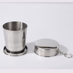 75/150/250ML Stainless Steel Folding Cup Portable Water Drinking Cup Retractable Telescopic Collapsible Cups Coffee Mug Beer-Glass For Outdoor Travel Camping With Keychain