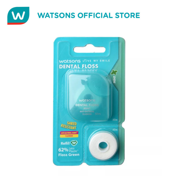 COD WATSONS Love My Smile Dental Floss with Refill 50m - Mint | Lazada PH