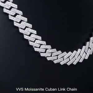 FC14mm D Color Moissanite Cuban Necklace Bracelet for Women Men S925 Silver 18K Plated Hip Hop Cuban Chain Necklace men moissanite cuban hiphop bracelet cuban link necklace men silver cuban necklace for men