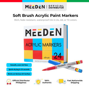 MEEDEN Acrylic Marker Soft Brush Tip 24/48/72 Colors Waterproof Acrylic Paint Pens | Official PH Distributor
