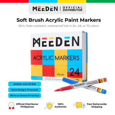 MEEDEN Acrylic Marker Soft Brush Tip 24/48/72 Colors Waterproof Acrylic Paint Pens | Official PH Distributor