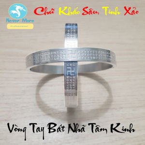 vòng tay titan bát nhã tâm kinh hình tròn màu trắng - đeo tay vạn sự may - đảm bảo đẹp không phai không đen không gỉ