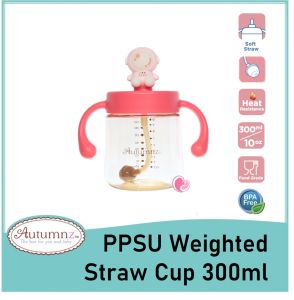 Autumnz PPSU 300ml/10oz Straw Cup with Handle 9 Months+ Weighted Straw Cup