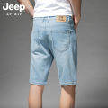 JEEP SPIRIT Quần Đùi Denim Cho Nam Quần Cắt Thẳng Thường Ngày Dáng Rộng Mùa Hè Quần Jean Cotton Mỏng Cho Nam Quần Lửng Cho Nam Quần Jean Màu Xanh Dương. 