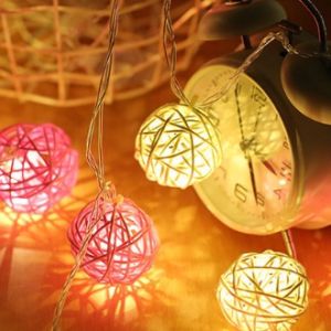 Harga Grosir - Lampu Hias Dekorasi Bola Rotan / Tumbler Light Hias Dekorasi / String Fairy Lampu