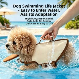 538TD Adjustable Dog Life Jacket High Buoyancy Breathable Dog Flotation Vest Front Chin Support Safety Handle Pet Swimming Suit Water Safety