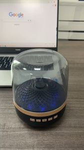 5th Gen Glass Bluetooth Speaker Black Gold Edition RGB LED Light Wireless Speaker with HiFi Sound for Home & Party
